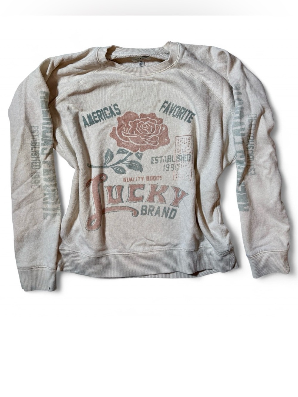 Lucky Brand Vintage Inspired Rose Graphic Pullover Sweatshirt Women’s Size S